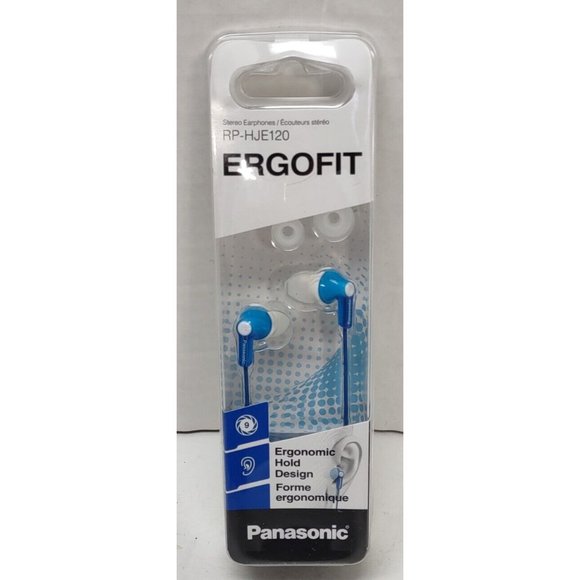 PANASONIC ErgoFit Wired Earbuds ( IN-EAR) RP-HJE120 3.5mm Jack 3.6 ft. Cord Blue - Picture 1 of 12